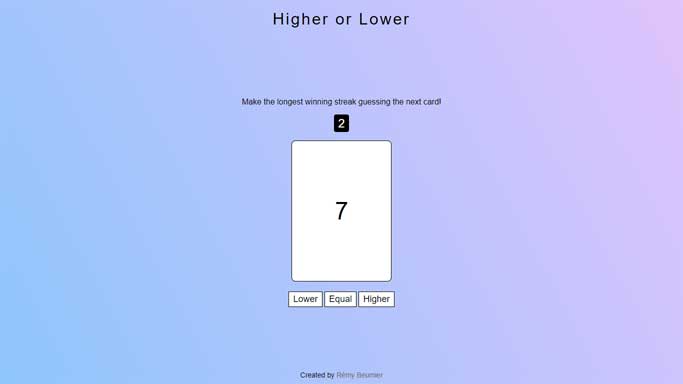 Higher or Lower